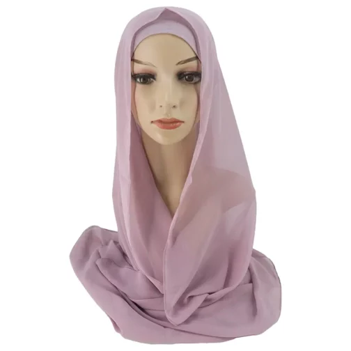 2022 New Hijab Design Chiffon Scarf With Matching Color Underscarf Two Piece Hijab Set For Muslim Women Daily Hijab Accessory - Image 4