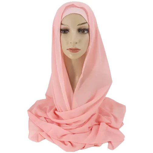 2022 New Hijab Design Chiffon Scarf With Matching Color Underscarf Two Piece Hijab Set For Muslim Women Daily Hijab Accessory - Image 6