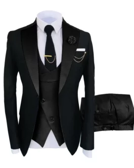 Suit custom Slim Fit Blazer 3 Pcs Two-piece Set Wedding Formal Peaked Lapel Wedding Men’s Suit