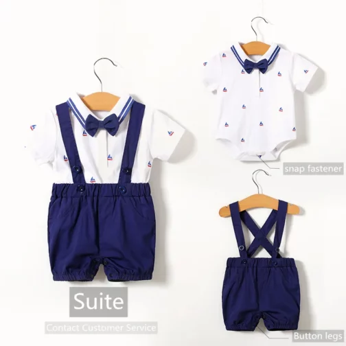 Baby Clothes Baby Boy Set 100% Cotton Short-Sleeved Shorts Two-Piece Set - Image 2