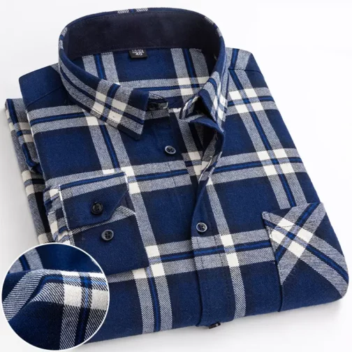 Casual Plaid Pattern Red And Black Color 100% Cotton Soft Breathable Popular Style Long Sleeve Shirts - Image 2