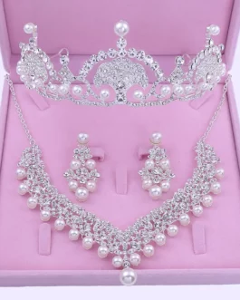 Crystal Wedding Pageant Tiara With Necklace And Earrings Hair Accesorios Jewelry Sets