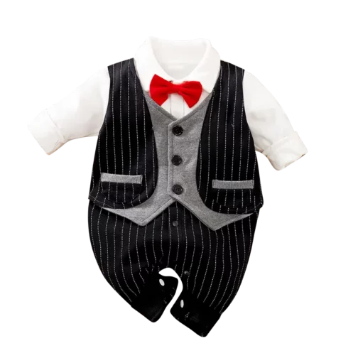 Bow tie gentleman style long sleeve 100% cotton Baby fashion clothes - Image 3