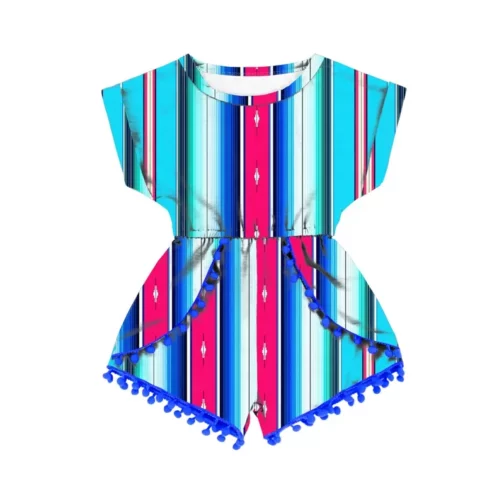 Red Rose Stripe Printed Children's Jumpsuit - Image 3