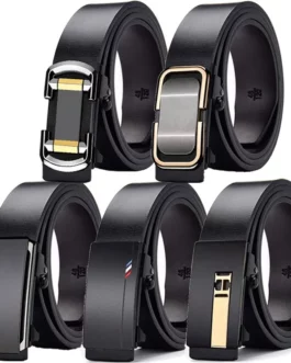 High Quality Men Business Imitation Leather Belts Metal Adjustable Automatic Buckle All Match Black Belts