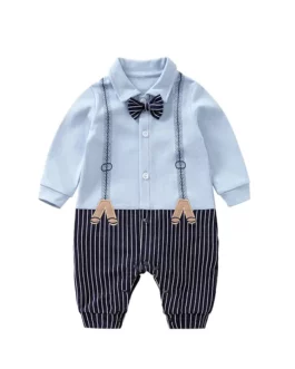 Bow tie gentleman style long sleeve 100% cotton Baby fashion clothes