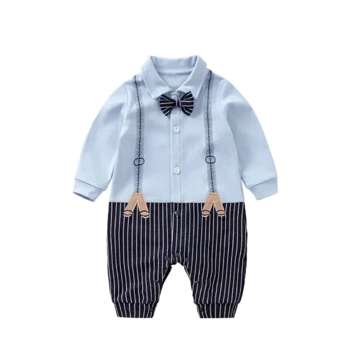 Bow tie gentleman style long sleeve 100% cotton Baby fashion clothes - Image 2