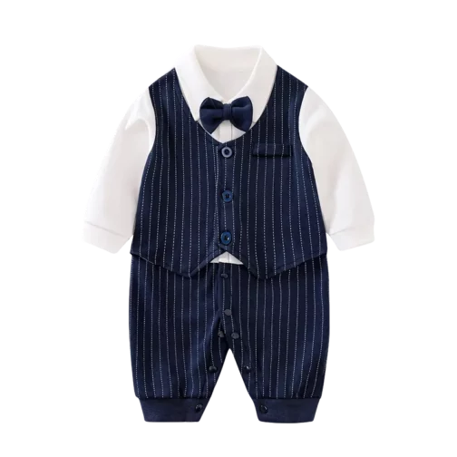 Bow tie gentleman style long sleeve 100% cotton Baby fashion clothes - Image 5