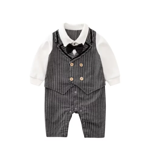 Bow tie gentleman style long sleeve 100% cotton Baby fashion clothes - Image 6