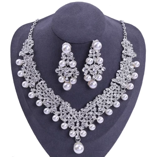 Crystal Wedding Pageant Tiara With Necklace And Earrings Hair Accesorios Jewelry Sets - Image 2